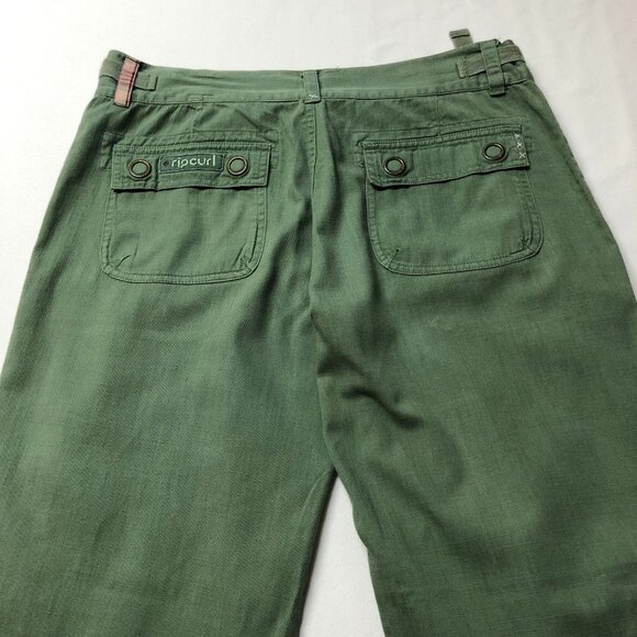 Rip Curl Cotton Wide Leg Green Pants Size 7 - Picture 4 of 12